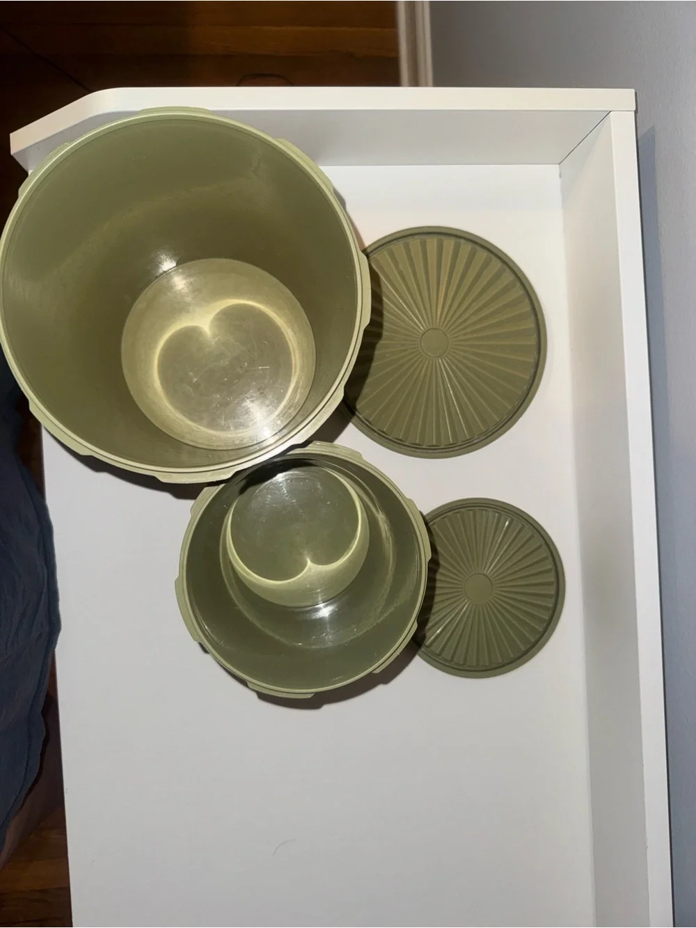 Vintage MCM Tupperware Set with Yellow Flower Accents